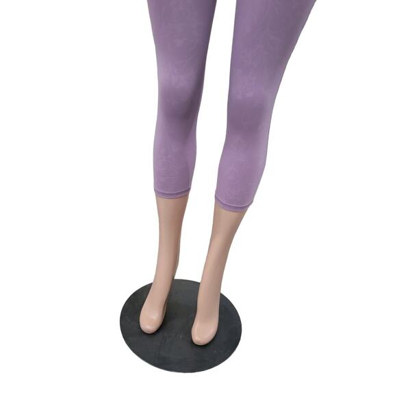 ZYIA Activewear High Rise Pocket Capri Pants Size 6 8 Light Lilac Floral Print - Picture 3 of 13